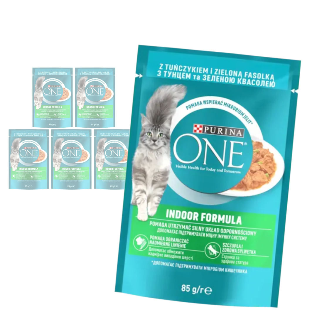Purina One Indoor Formula 85g Mokra Karma Dla Kota Z Tuńczykiem I Zielona Fasolką