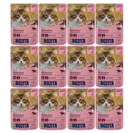 Bozita Adult Mokra Karma dla Kotów Wołowina w Sosie Saszetka Zestaw 12x85g