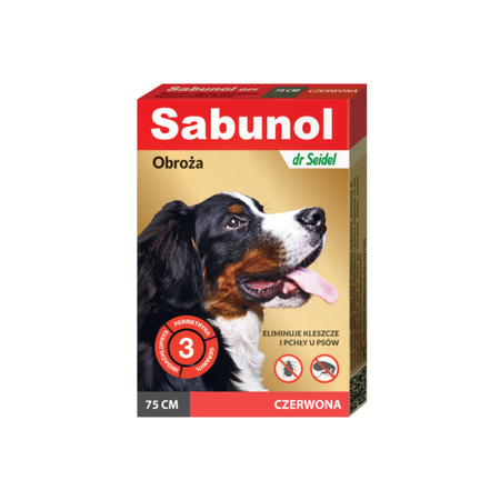 Obroża Przeciw Kleszczom i Pchłom Sabunol 75cm Czerwona