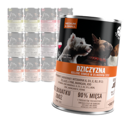 Mokra Karma Dla Psa PetRepublic Mix Smaków Kawałki W Sosie 12x400g Dziczyzna Jagnięcina Łosoś Wątróbka Wołowina