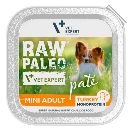 Raw Paleo Pate Mini Adult Mix Tacka 8x150g Mokra Karma Dla Psów Małych Ras z Wołowiną i Indykiem
