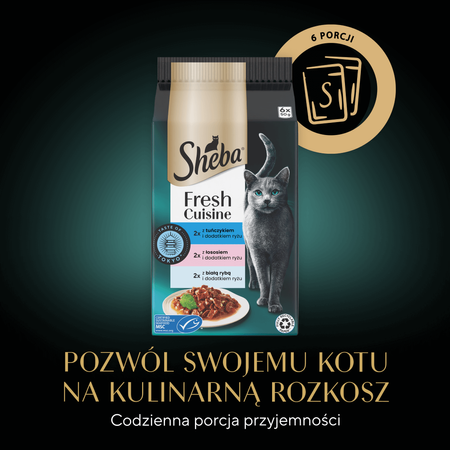 Sheba Fresh Cuisine Taste of Tokyo Saszetki 6x50g Mokra Karma Dla Dorosłych Kotów Tuńczyk Łosoś Biała Ryba Ryż