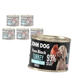 John Dog Pure Black Turkey Puppies 6x200g Mokra Karma Dla Szczeniąt Z Indykiem