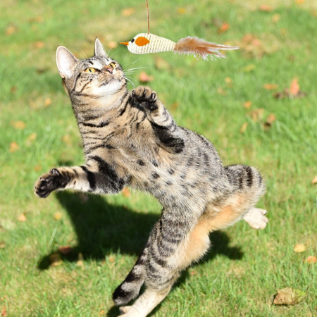 Zabawka Interaktywna Wędka Dla Kota Mysz Duża Biała 40cm