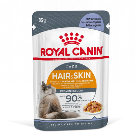 Royal Canin Hair & Skin 24x85g Mokra Karma Dla Kotów Dorosłych w Galaretce Zdrowa Skóra Piękna Sierść