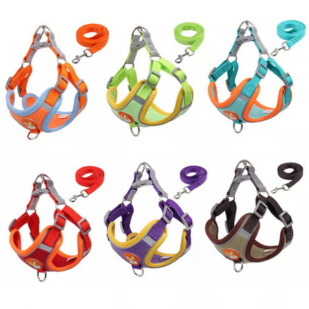 Oddychające mocne szelki ze smyczą dla psa Brązowe XL