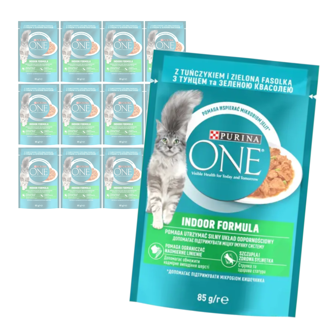 Purina One Indoor Formula Mokra Karma Dla Kota Z Tuńczykiem I Zielona Fasolką