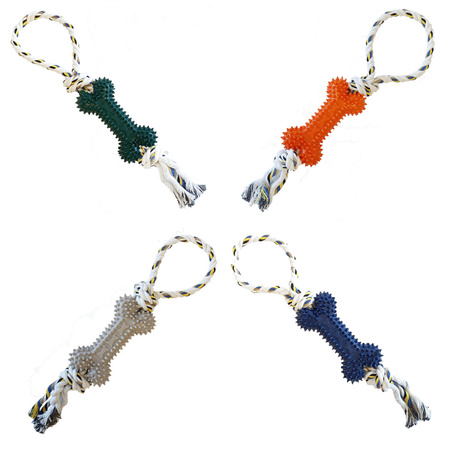 Zabawka Dla Psa Szarpak Sznur z Gryzakiem 35cm Kość Niebieska