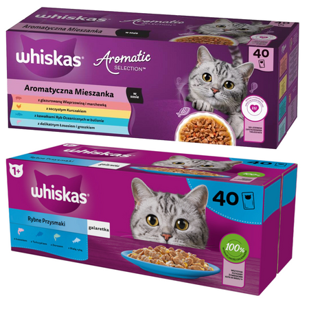 Whiskas Adult 80x85g Mokra Karma Dla Kota Aromatyczna Mieszanka + Rybne Przysmaki