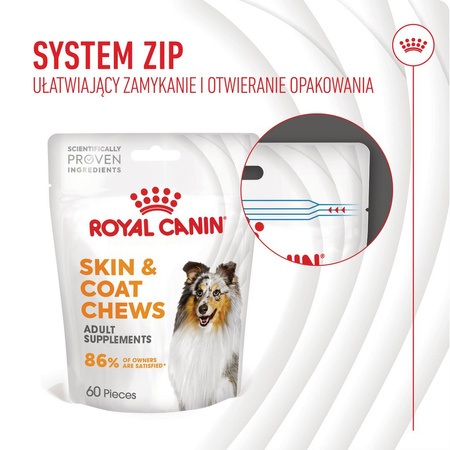 Royal Canin Supplements Dog Skin & Coat Adult 240g Suplementy Dla Psów Dorosłych w Postaci Przysmaków Wsparcie Zdrowia Skóry i Sierści