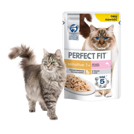 Perfect Fit Sensitive ŁOSOŚ 85g Sos - mokra karma w saszetkach dla dorosłych kotów