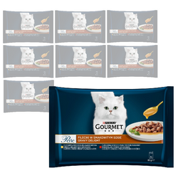Purina Gourmet Perle Fileciki w Smakowitym Sosie 32x85g Mokra Karma Dla Kota z Kurczakiem i Wołowiną
