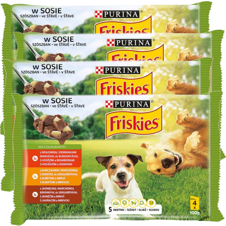 Purina Friskies Active z Wołowiną 10kg Sucha Karma Dla Dorosłych Psów + Mokra Karma w Sosie 16x100g