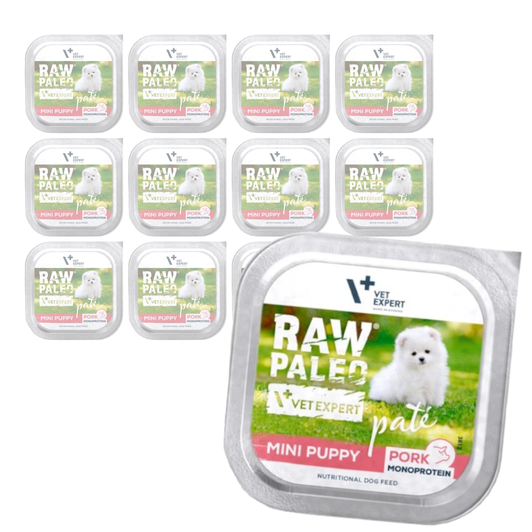 Raw Paleo Pork Pate Mini Puppy Monoproteinowa Mokra Karma Pasztet Dla Szczeniąt Małych Ras Z Wieprzowiną
