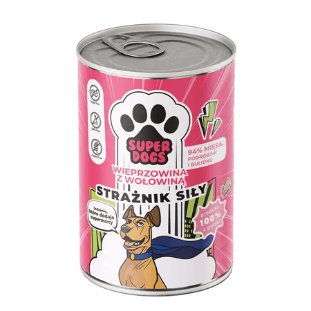 Uniszki Superdogs Strażnik Siły 24x400g Mokra Karma Dla Psa Wieprzowina Z Wołowiną