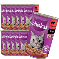 WHISKAS Adult puszka 12x 400g - mokra karma dla dorosłych kotów z wołowiną w sosie