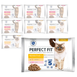 Perfect Fit Adult Sensitive 1+ Mokra Karma Dla Kotów 32x85g Z Kurczakiem Łososiem I Wołowiną W Sosie