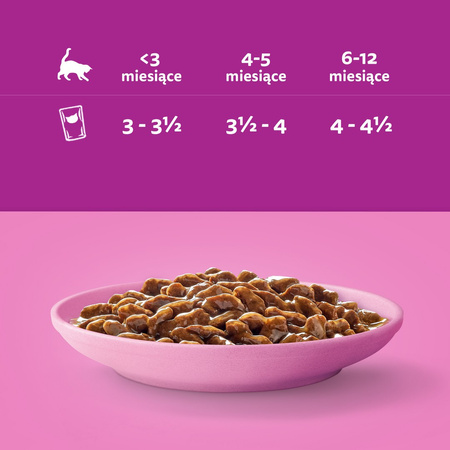 Whiskas Junior 13x340g Klasyczne Posiłki Mokra Karma Dla Kociąt W Sosie Kawałki Z Wołowiną I Z Kurczakiem