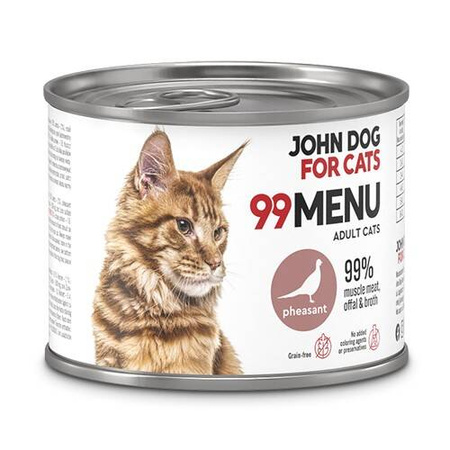 John Dog for Cats 99 Menu Mokra Karma Dla Dorosłych Kotów Mix Smaków 12x200g