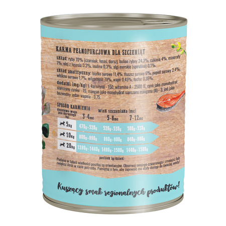 Wiejska Zagroda Rybna Uczta 6x800g - Karma mokra dla szczeniąt, 94% mięsa