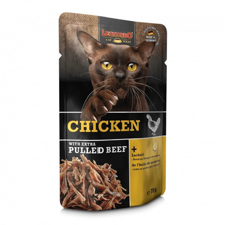 Leonardo Bezzbożowa Mokra Karma Dla Kota Pasztet Z Kurczaka Z Szarpaną Wołowiną 70g