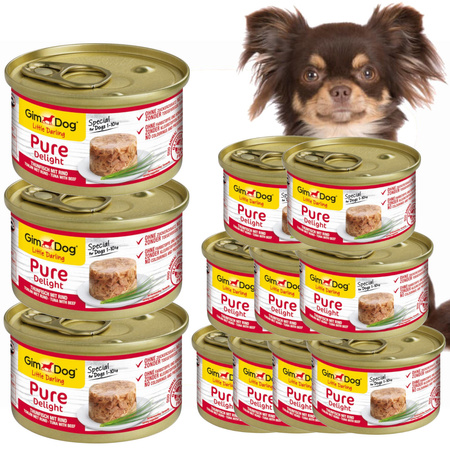 GimDog Pure Delight Tuńczyk z Wołowiną 12x85g Mokra Karma Dla Psów Wrażliwych Małych Ras
