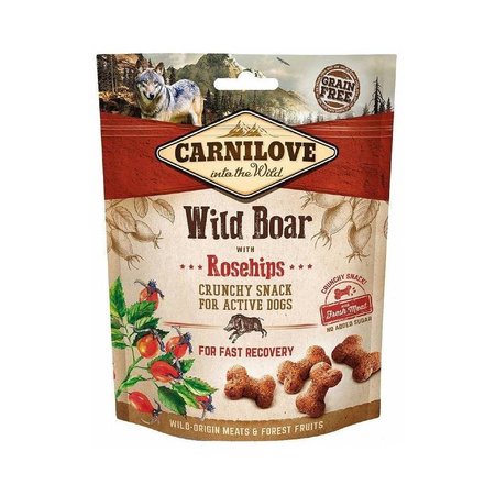 CARNILOVE CRUNCHY SNACK WILD BOAR WITH ROSEHIPS 200G - przysmak dla psa, dzik i owoce róży