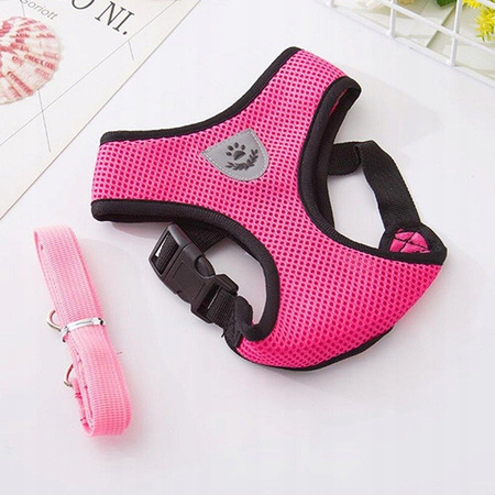 LEKKIE ODDYCHAJĄCE SZELKI + SMYCZ DLA PSA PSÓW S CIEMNORÓŻOWE