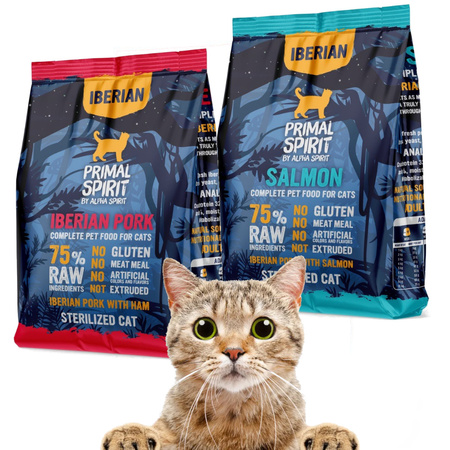 Primal Spirit Iberian Salmon Pork Karma Sucha Dla Kotów Sterylizowanych I Kastrowanych 2x1kg Łosoś Wieprzowina