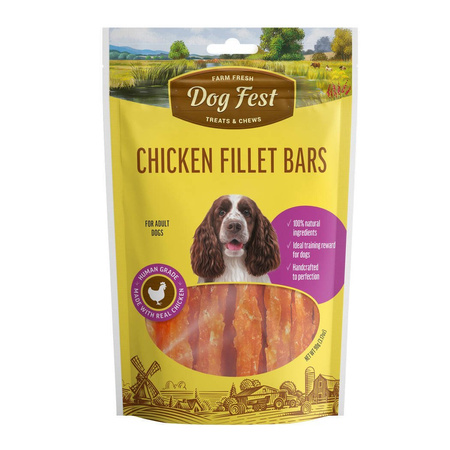 DOG FEST Chicken Fillet Bars 90g - Pałeczki z Filetu z Kurczaka, Naturalny Przysmak dla Dorosłych Psów