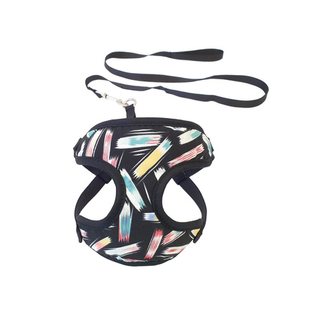 Lekkie Oddychające Szelki Bezuciskowe Dla Małego Psa + Czarna Smycz