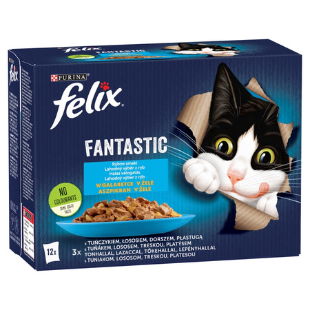 Felix Fantastic Karma Dla Kotów Rybne Smaki W Galaretce 72x85g Tuńczyk Łosoś Dorsz Gładzica