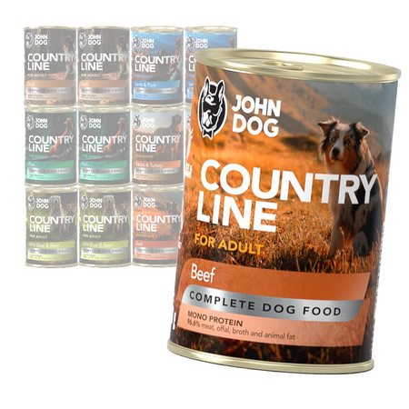 John Dog Country Line Mokra Karma Dla Dorosłych Psów 12x400g Mix Smaków