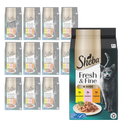 Sheba Fresh & Fine Saszetki 72x50g Mokra Karma W Sosie Dla Kotów Kurczak Łosoś Indyk