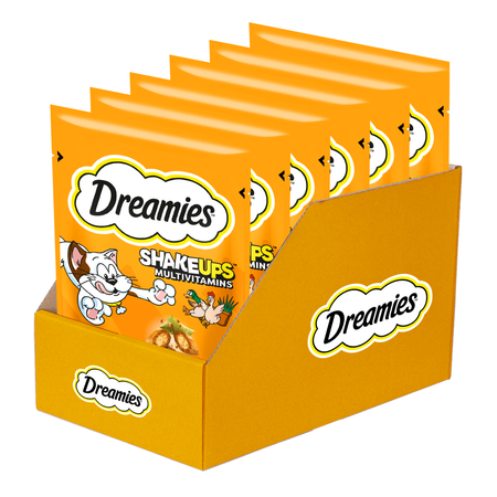 Dreamies Shake Ups Multivitamins 6x55g Przysmak Dla Kota z Kurczakiem Kaczką i Kocimiętką