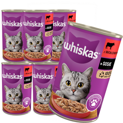 POLECANY SKLEP ✰WHISKAS ADULT PUSZKA 6X 400G - MOKRA KARMA DLA DOROSŁYCH KOTÓW Z WOŁOWINĄ W SOSIE✰ SZYBKA DOSTAWA ♡ RABAT 5% ZA SUBSKRYPCJE NEWSLETTERA