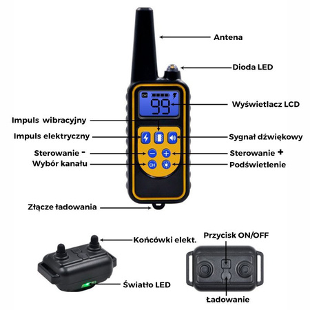 Elektryczna Obroża Dla Psa Treningowa 800m Pilot