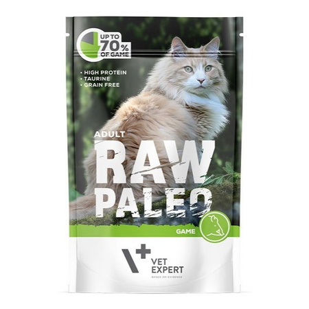 Vet Expert Raw Paleo Adult Game 6x100g Saszetka Karma Mokra z Dziczyzną Dla Kota