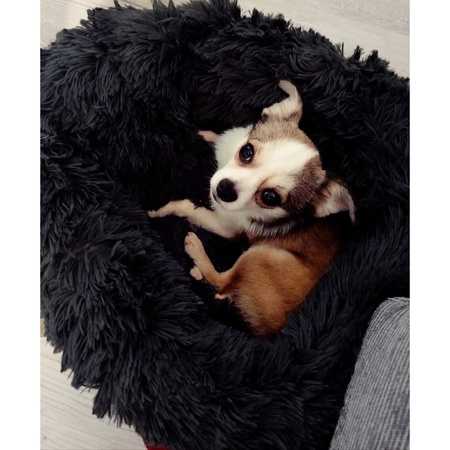 Pluszowe Legowisko Dla Psa i Kota Ciepłe Czarne XS 40cm