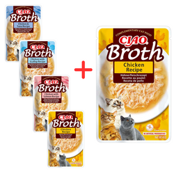 Inaba Cat Ciao Broth 4+1 (5x40g) Uzupełniająca Karma Dla Kota Bulion Mix Smaków