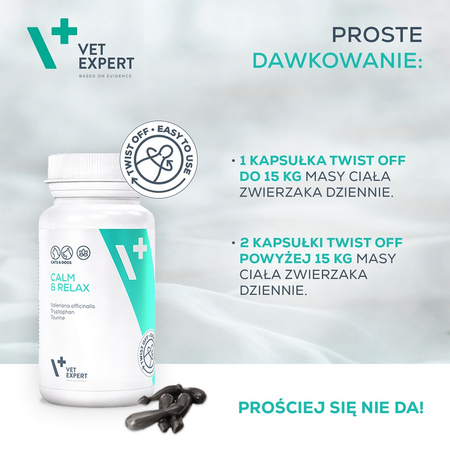 Vet Expert Calm & Relax Suplementy Dla Psa I Kota Objawy Stresu 30szt Kapsułek