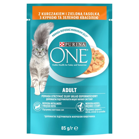 Purina One Adult 6x85g Mokra Karma Dla Kota Z Kurczakiem I Zieloną Fasolką