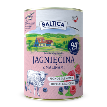 Baltica Jagnięcina z Malinami 400g Monoproteinowa Hipoalergiczna Bezzbożowa Mokra Karma Dla Psa