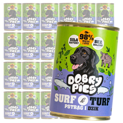 Dobry Pies Surf & Turf 24x400g Mokra Karma Dla Dorosłych Psów Z Pstrągiem I Dzikiem