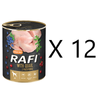 Rafi Mokra Karma dla Psów z Przepiórką, Żurawiną i Borówką Puszka Zestaw 12 x 400 g