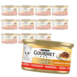 Purina Gourmet Gold z Wołowiną 12x85g Mokra Karma Dla Kota Kawałki w Sosie