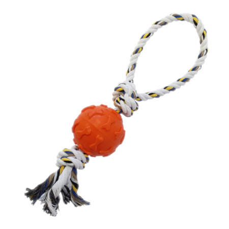 Zabawka Dla Psa Szarpak Sznur z Gryzakiem 32cm Piłka Pomarańczowa