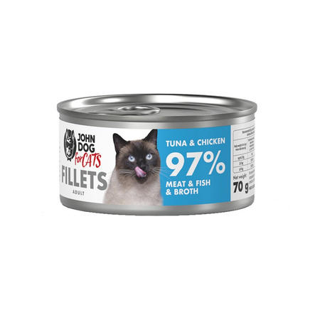 John Dog for Cats Mokra Karma Dla Dorosłych Kotów Tuńczyk Z Kurczakiem 12x70g