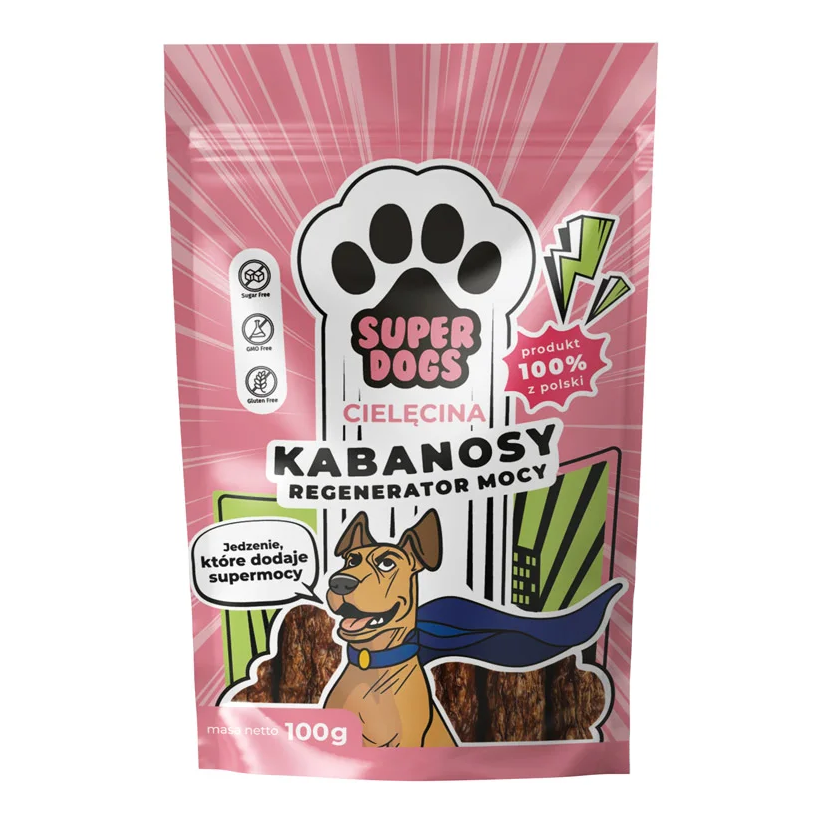 Uniszki Superdogs Regenerator Mocy Kabanosy 100g Przysmak Dla Psa Z Cielęciny