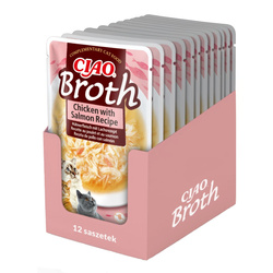 Inaba Cat Ciao Broth 12x40g Uzupełniająca Karma Dla Kota Bulion z Kurczakiem i Łososiem